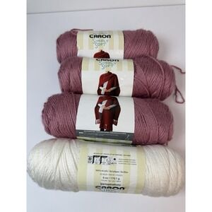 Caron Simply Soft Yarn 4 Pack Himalayan Salt 6oz 315yds Plum Wine White